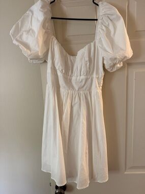 Altar'd State White Puff Sleeve Mini Dress